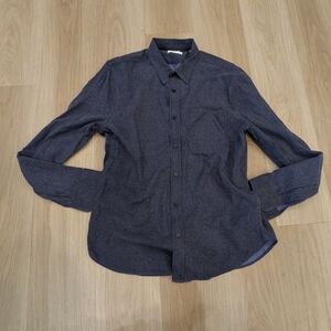 7 For All Mankind Blue Long Sleeve Button Up Shirt Size L Wool Blend